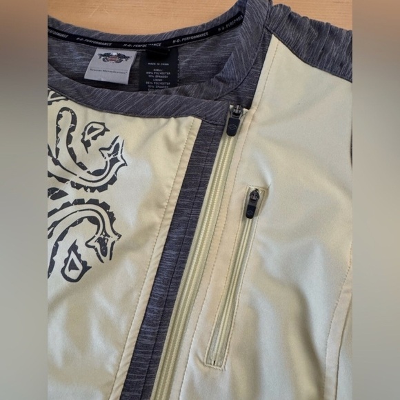 Harley-Davidson Cream and Gray Bomber Jacket with Embroidery - Picture 5 of 10